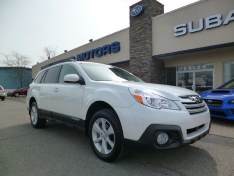 Satin White Pearl Subaru Outback 2.5i Premium.  Click to enlarge.