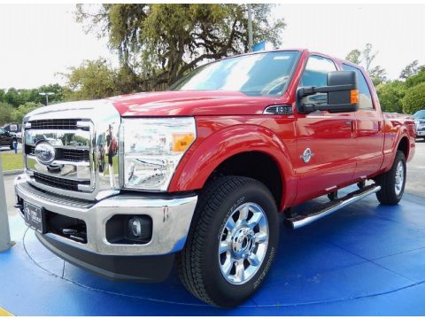 Vermillion Red Ford F250 Super Duty Lariat Crew Cab 4x4.  Click to enlarge.
