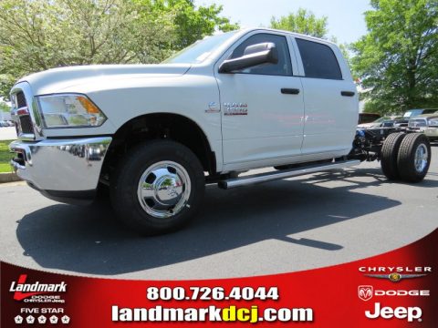 Bright White Ram 3500 Tradesman Crew Cab 4x4 Dually Chassis.  Click to enlarge.