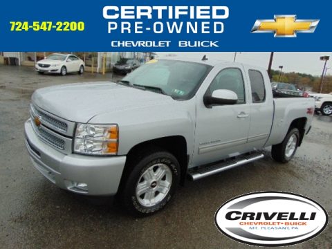 Silver Ice Metallic Chevrolet Silverado 1500 LT Extended Cab 4x4.  Click to enlarge.