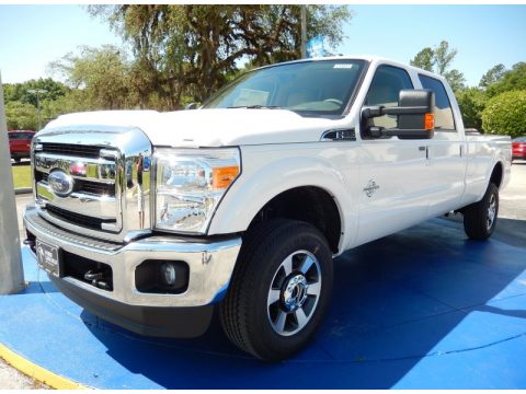 White Platinum Ford F350 Super Duty Lariat Crew Cab 4x4.  Click to enlarge.