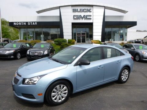 Ice Blue Metallic Chevrolet Cruze LS.  Click to enlarge.