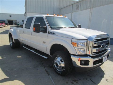 White Platinum Ford F350 Super Duty Lariat Crew Cab 4x4 DRW.  Click to enlarge.