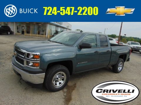 Blue Granite Metallic Chevrolet Silverado 1500 WT Double Cab 4x4.  Click to enlarge.