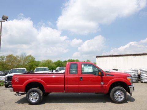 Vermillion Red Ford F350 Super Duty XL Super Cab 4x4.  Click to enlarge.