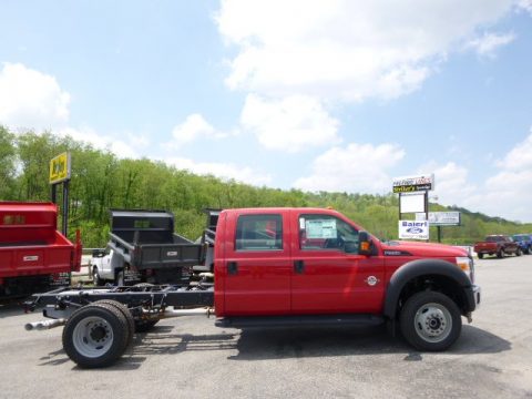Vermillion Red Ford F550 Super Duty XL Crew Cab 4x4 Chassis.  Click to enlarge.