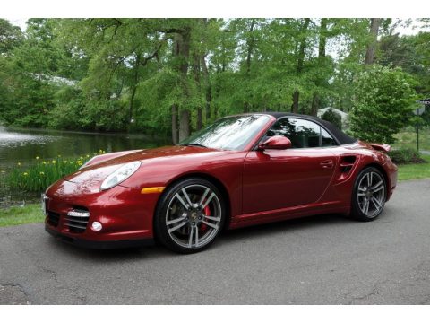 Ruby Red Metallic Porsche 911 Turbo Cabriolet.  Click to enlarge.