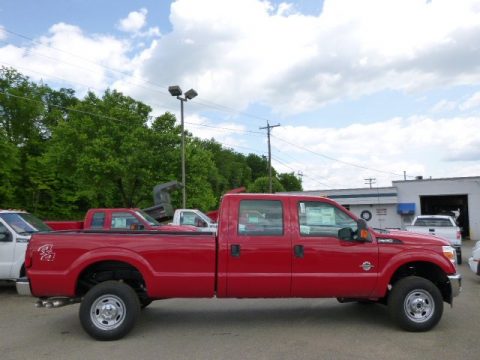 Vermillion Red Ford F350 Super Duty XL Crew Cab 4x4.  Click to enlarge.