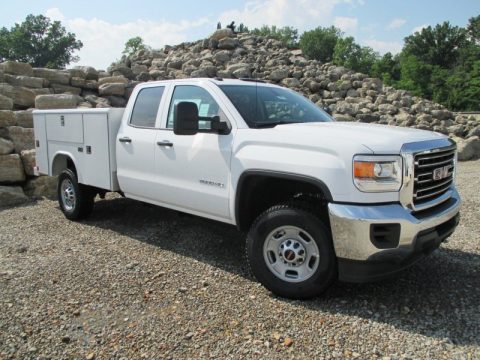 Summit White GMC Sierra 2500HD Double Cab Utility Truck.  Click to enlarge.