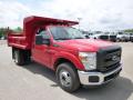 Front 3/4 View of 2015 Ford F350 Super Duty XL Regular Cab Dump Truck #2