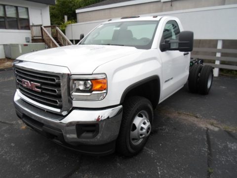 Summit White GMC Sierra 3500HD Work Truck Regular Cab 4x4 Dual Rear Wheel Chassis.  Click to enlarge.