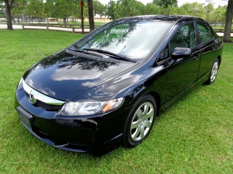 Crystal Black Pearl Honda Civic LX Sedan.  Click to enlarge.