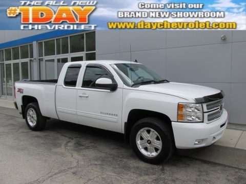 Summit White Chevrolet Silverado 1500 LT Extended Cab 4x4.  Click to enlarge.