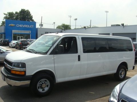 Summit White Chevrolet Express 3500 Passenger Extended LT.  Click to enlarge.