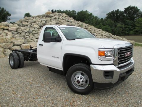 Summit White GMC Sierra 3500HD Work Truck Regular Cab 4x4 Dual Rear Wheel Chassis.  Click to enlarge.