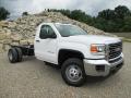 Front 3/4 View of 2015 GMC Sierra 3500HD Work Truck Regular Cab 4x4 Dual Rear Wheel Chassis #1