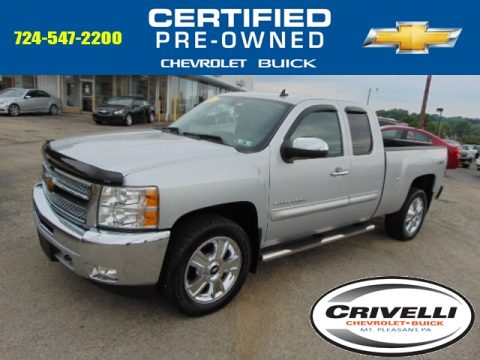 Silver Ice Metallic Chevrolet Silverado 1500 LT Extended Cab 4x4.  Click to enlarge.