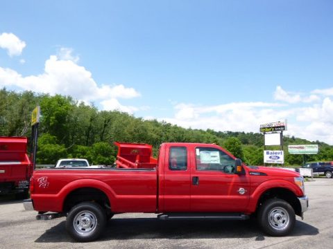 Vermillion Red Ford F250 Super Duty XL Super Cab 4x4.  Click to enlarge.