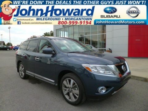 Arctic Blue Metallic Nissan Pathfinder Platinum AWD.  Click to enlarge.