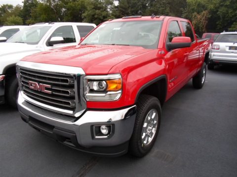 Fire Red GMC Sierra 2500HD SLE Crew Cab 4x4.  Click to enlarge.