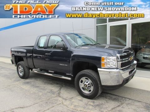 Imperial Blue Metallic Chevrolet Silverado 2500HD Work Truck Extended Cab 4x4.  Click to enlarge.