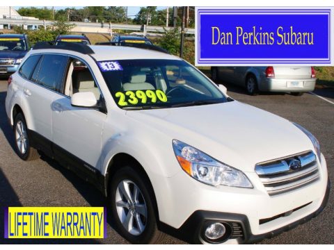 Satin White Pearl Subaru Outback 2.5i Premium.  Click to enlarge.