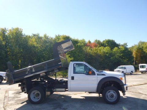 Oxford White Ford F550 Super Duty XL Regular Cab 4x4 Dump Truck.  Click to enlarge.