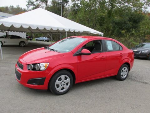 Red Hot Chevrolet Sonic LS Sedan.  Click to enlarge.