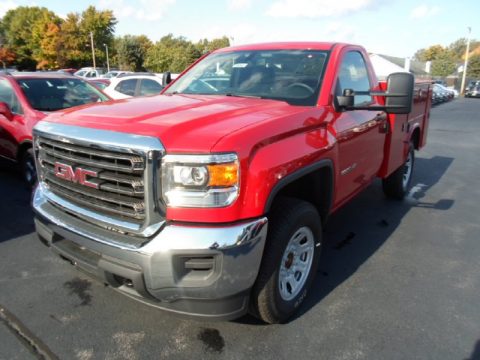 Fire Red GMC Sierra 3500HD Work Truck Regular Cab Utility.  Click to enlarge.