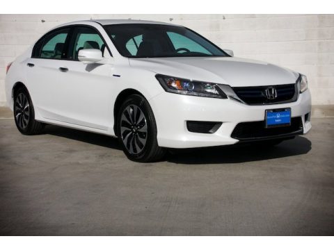 White Orchid Pearl Honda Accord Hybrid Sedan.  Click to enlarge.