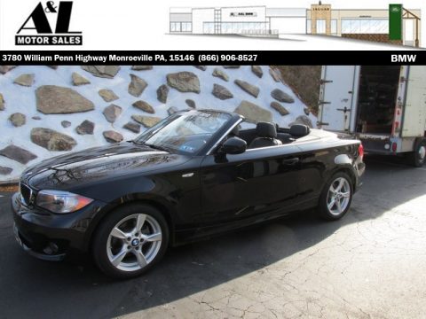 Jet Black BMW 1 Series 128i Convertible.  Click to enlarge.