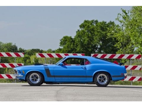 Grabber Blue Ford Mustang BOSS 302.  Click to enlarge.