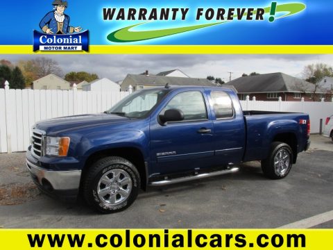 Heritage Blue Metallic GMC Sierra 1500 SLE Extended Cab 4x4.  Click to enlarge.