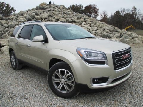 Champagne Silver Metallic GMC Acadia SLT AWD.  Click to enlarge.