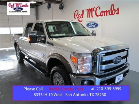 White Platinum Ford F250 Super Duty Lariat Crew Cab 4x4.  Click to enlarge.