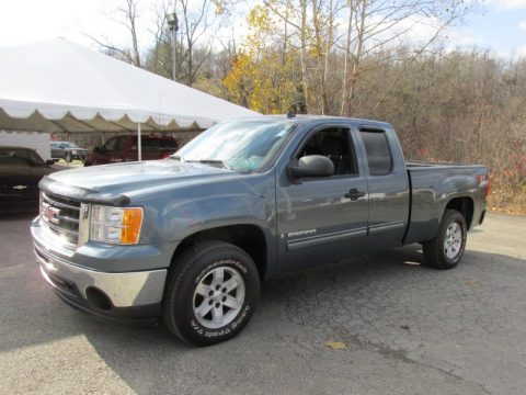 Steel Gray Metallic GMC Sierra 1500 SLE Extended Cab 4x4.  Click to enlarge.