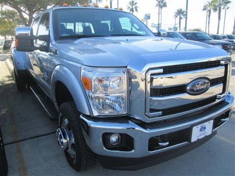 Ingot Silver Ford F350 Super Duty Lariat Crew Cab 4x4 DRW.  Click to enlarge.