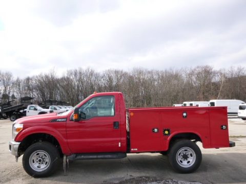 Vermillion Red Ford F350 Super Duty XL Regular Cab 4x4 Utility.  Click to enlarge.