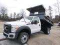 Front 3/4 View of 2015 Ford F450 Super Duty XL Regular Cab Dump Truck #2