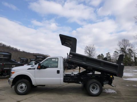 Oxford White Ford F350 Super Duty XL Regular Cab 4x4 Dump Truck.  Click to enlarge.