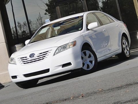 Super White Toyota Camry LE.  Click to enlarge.