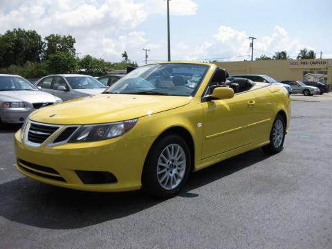 Lynx Yellow Saab 9-3 2.0T Convertible.  Click to enlarge.